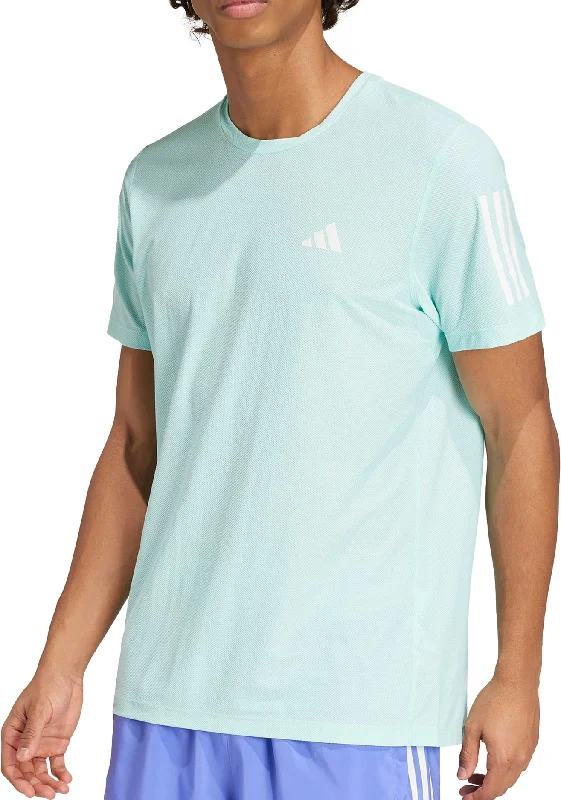 Men’s short-sleeve gust polos-adidas Own The Run Short Sleeve Mens Running Top - Green