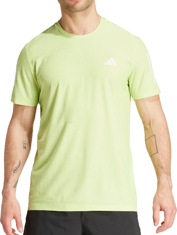 Men’s short-sleeve dash shirts-adidas Own The Run Short Sleeve Mens Running Top - Green