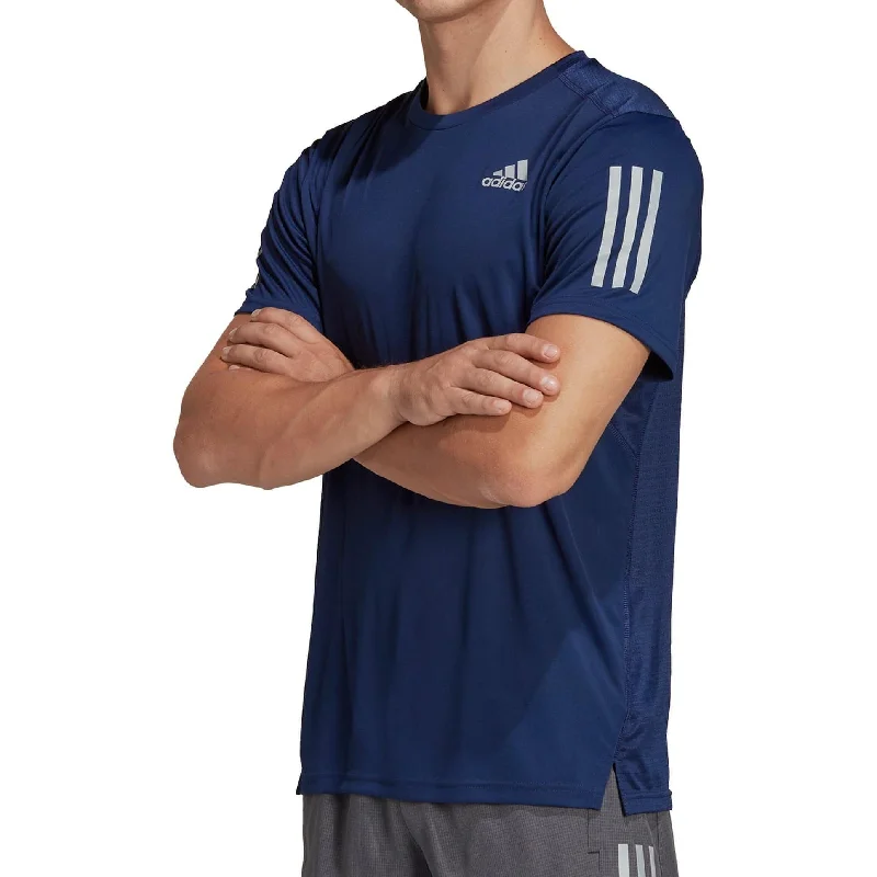 Men’s short-sleeve warp polos-adidas Own The Run Short Sleeve Mens Running Top - Navy