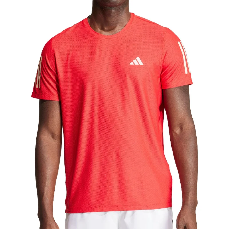 Men’s short-sleeve high-performance polos-adidas Own The Run Short Sleeve Mens Running Top - Red