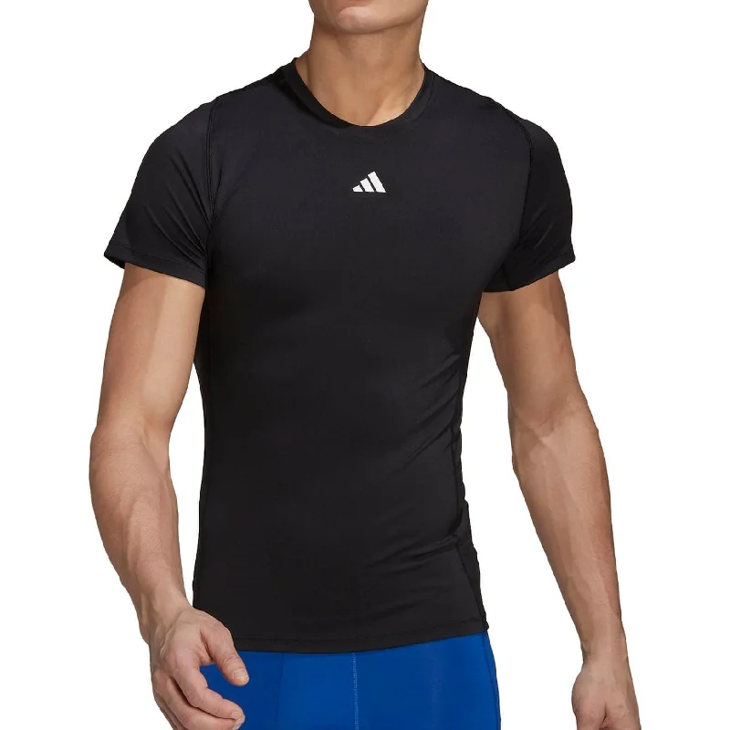 Men’s short-sleeve optic shirts-adidas Tech Fit Short Sleeve Mens Training Top - Black