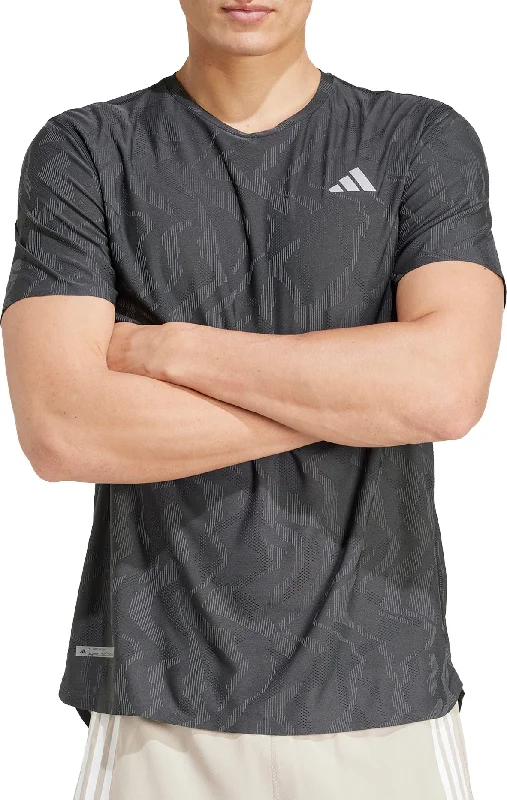 Men’s short-sleeve grit tops-adidas Ultimate Engineered Short Sleeve Mens Running Top - Black