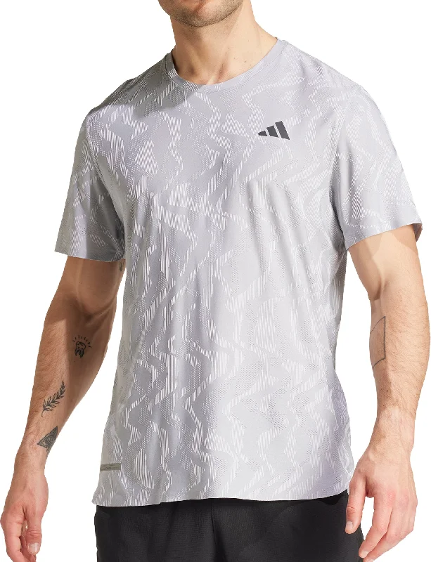 Men’s short-sleeve ink polos-adidas Ultimate Engineered Short Sleeve Mens Running Top - Grey