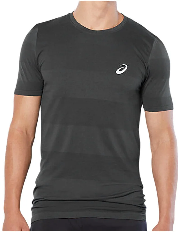 Men’s short-sleeve tactical tees-Asics Sport Seamless Knit Short Sleeve Mens Running Top - Grey