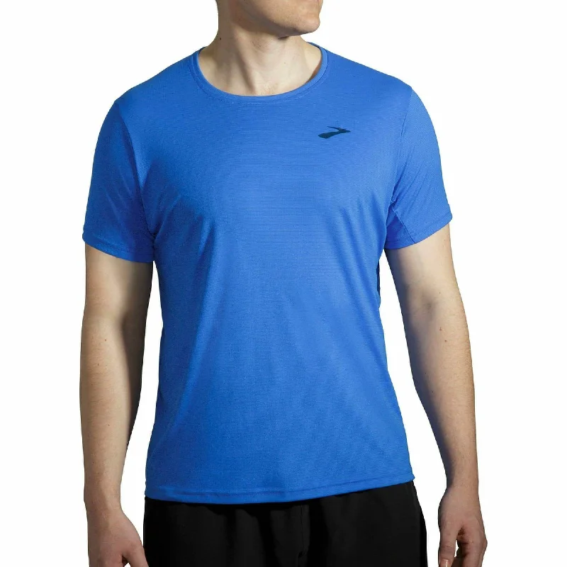 Men’s short-sleeve coastal shirts-Brooks Atmosphere Short Sleeve Mens Running Top - Blue