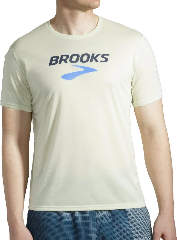 Men’s short-sleeve acme shirts-Brooks Distance Graphic Short Sleeve Mens Running Top - Yellow