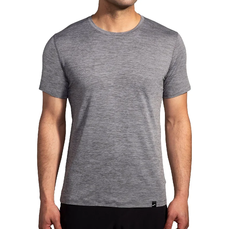 Men’s short-sleeve pique tops-Brooks Luxe Short Sleeve Mens Running Top - Grey