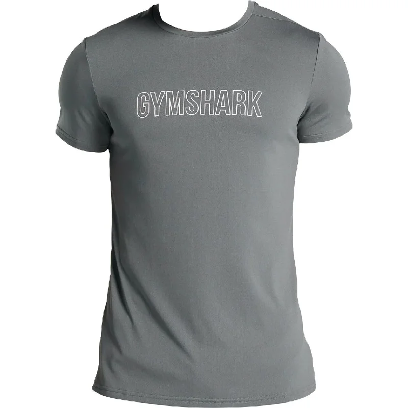 Men’s short-sleeve jersey polos-Gymshark Arrival Graphic Slim Short Sleeve Mens Training Top - Grey