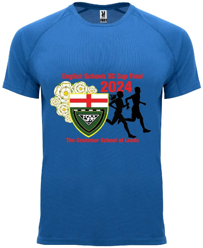 Men’s short-sleeve dote tops-More Mile ESAA Leeds XC Final 2024 Short Sleeve Running Top - Blue