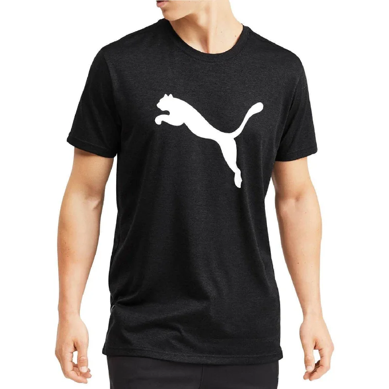 Men’s short-sleeve etch shirts-Puma Heather Cat Short Sleeve Mens Training Top - Black