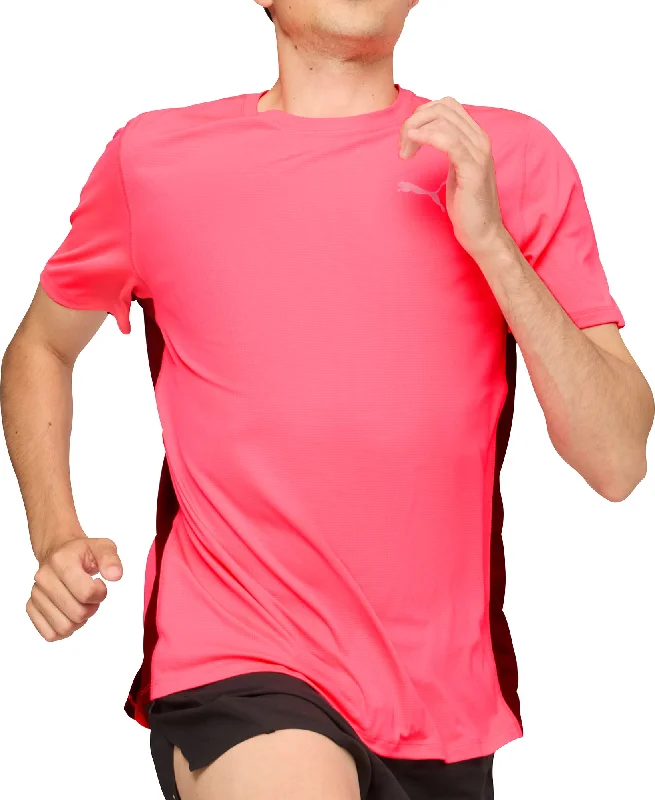 Men’s short-sleeve zen polos-Puma Run Favourite Velocity Short Sleeve Mens Running Top - Pink