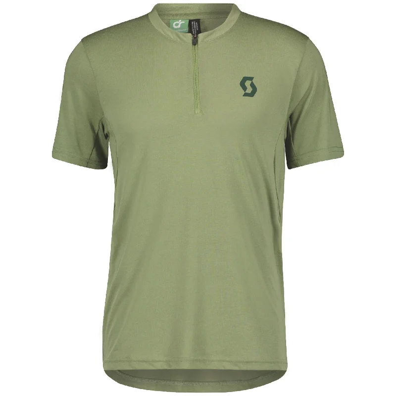 Men’s short-sleeve pure tees-Scott Trail Flow Dri Zip Short Sleeve Mens Cycling Jersey - Green