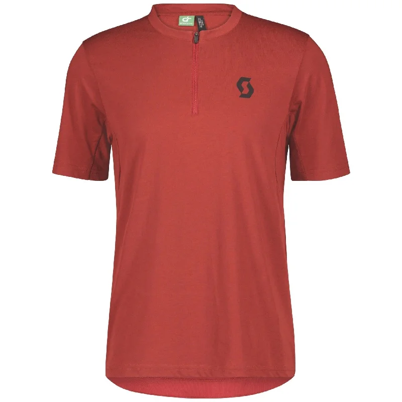 Men’s short-sleeve mica polos-Scott Trail Flow Dri Zip Short Sleeve Mens Cycling Jersey - Red