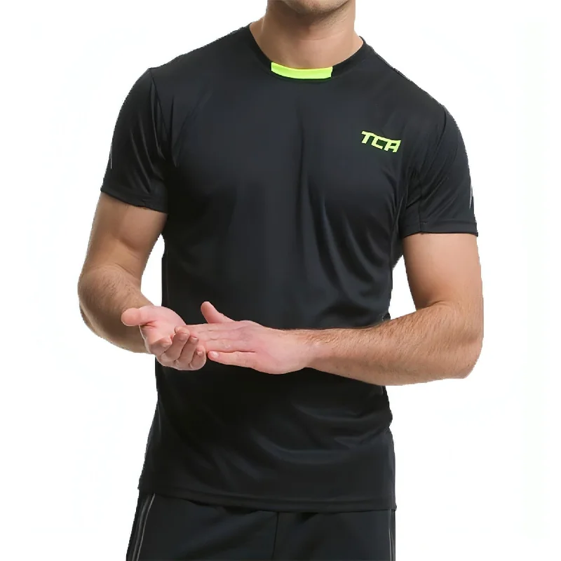 Men’s short-sleeve wave polos-TCA Atomic Short Sleeve Mens Training Top - Black