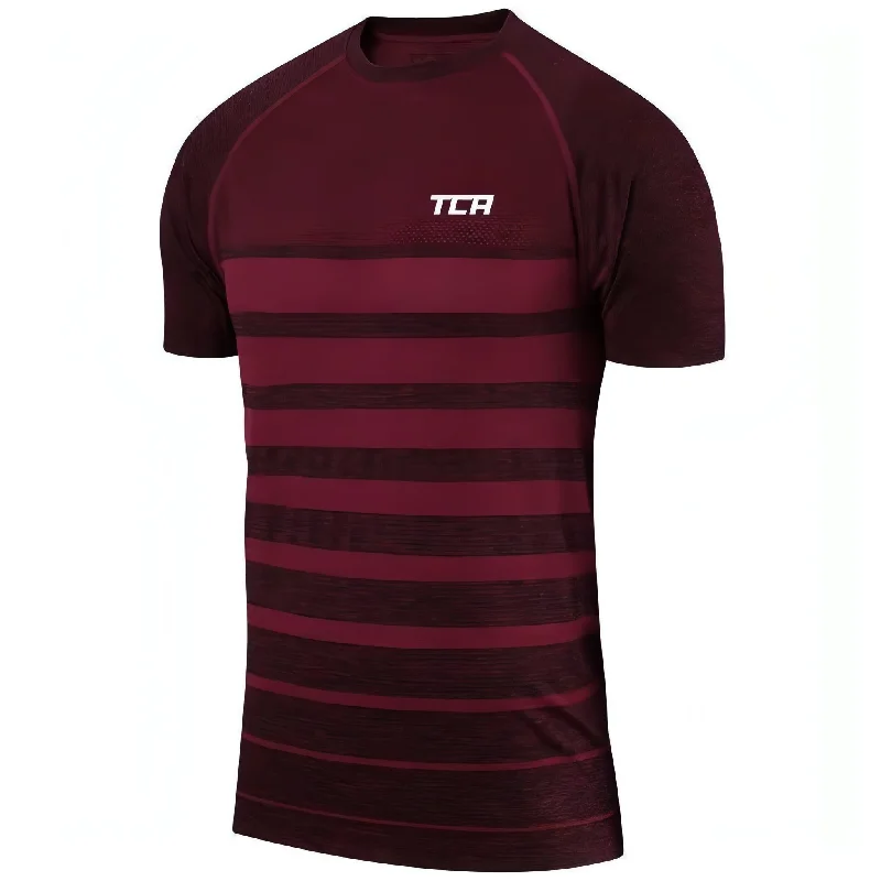 Men’s short-sleeve dynamic tops-TCA SuperKnit Engineered Short Sleeve Mens Running Top - Red