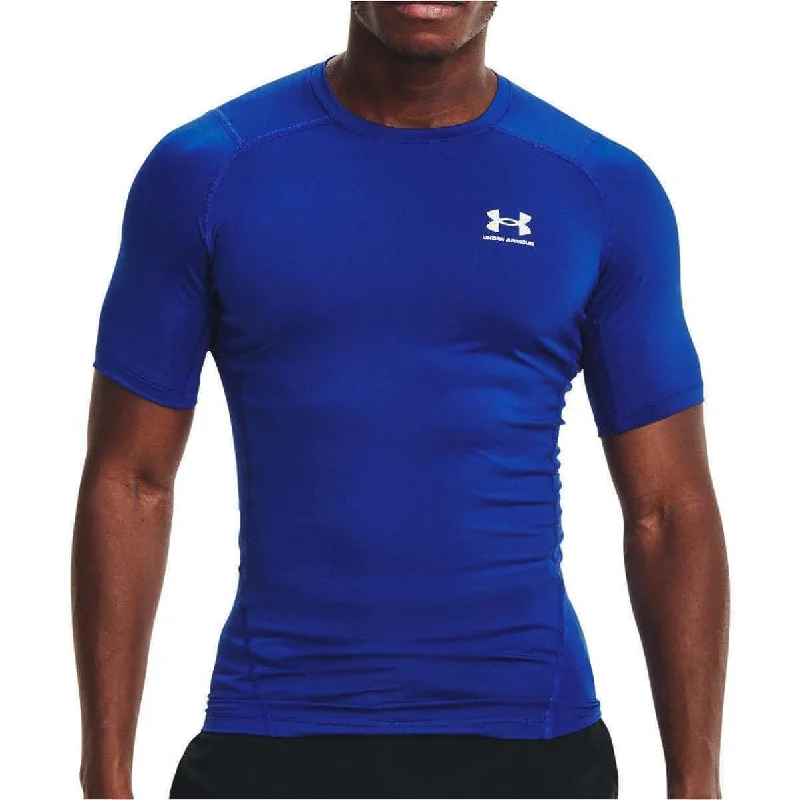 Men’s short-sleeve vent polos-Under Armour HeatGear Armour Short Sleeve Mens Compression Top - Blue