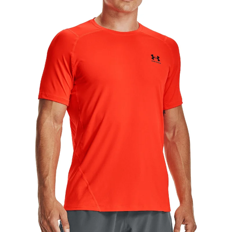 Men’s short-sleeve blaze shirts-Under Armour HeatGear Fitted Short Sleeve Mens Running Top - Red