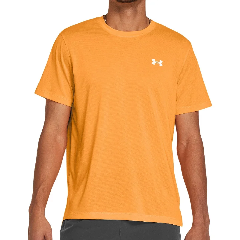 Men’s short-sleeve rugged fit shirts-Under Armour Launch Short Sleeve Mens Running Top - Orange