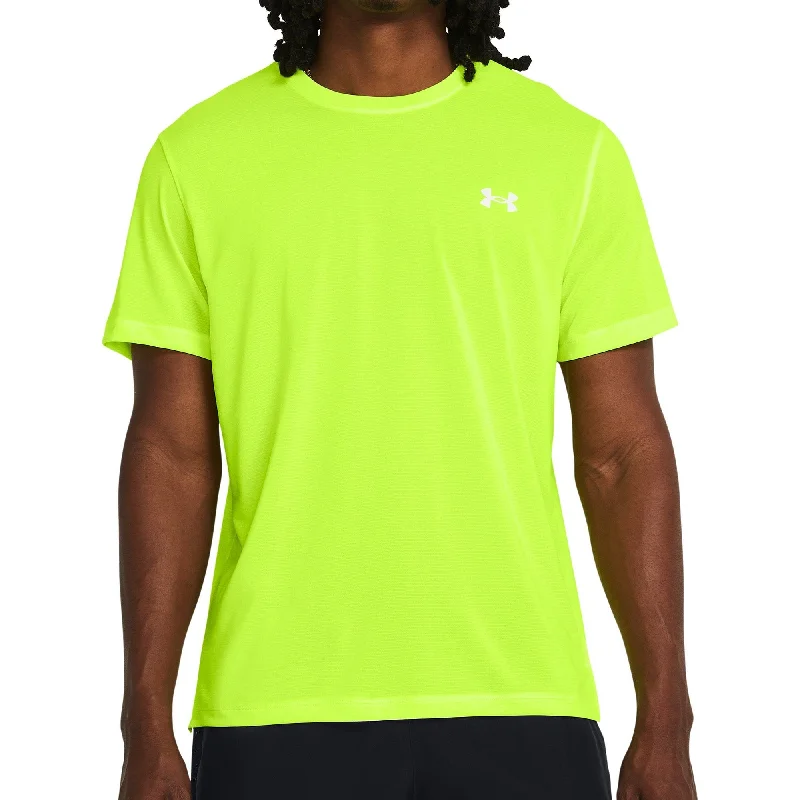 Men’s short-sleeve distressed tops-Under Armour Launch Short Sleeve Mens Running Top - Yellow