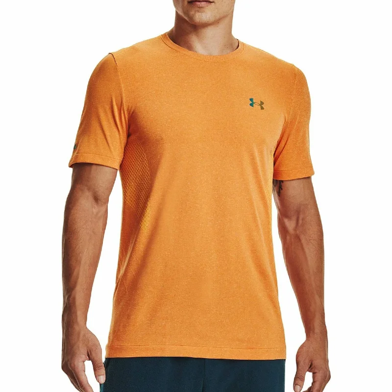 Men’s short-sleeve mist tops-Under Armour Rush Seamless Mens Short Sleeve Training Top - Orange