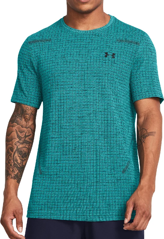 Men’s short-sleeve lilt polos-Under Armour Seamless Grid Short Sleeve Mens Training Top - Green