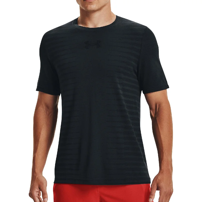 Men’s short-sleeve yield tops-Under Armour Seamless Workmark Short Sleeve Mens Running Top - Black