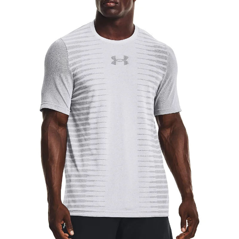 Men’s short-sleeve rusk tops-Under Armour Seamless Workmark Short Sleeve Mens Running Top - Grey