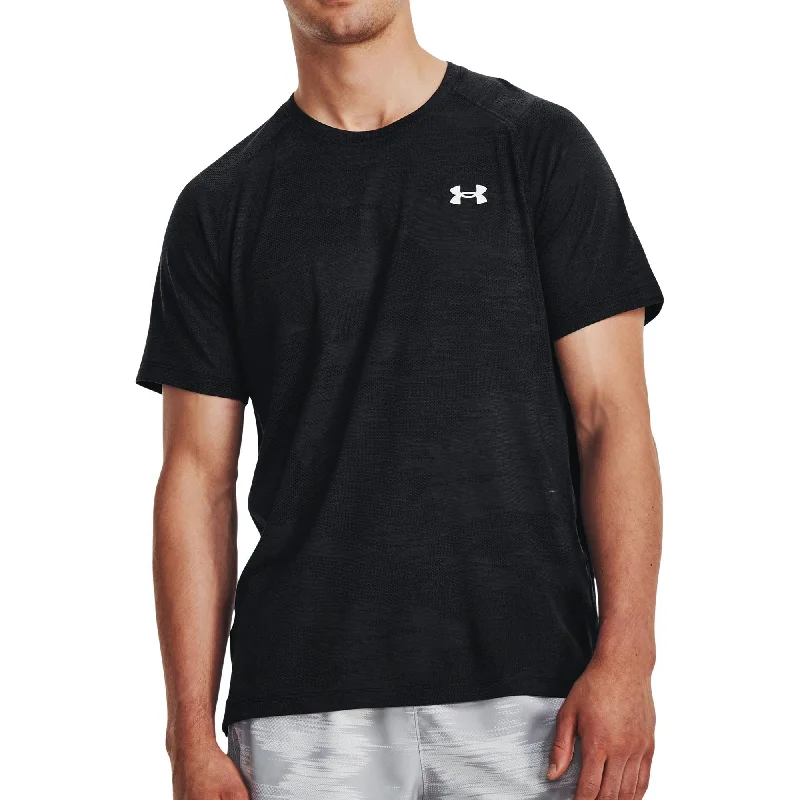 Men’s short-sleeve dive polos-Under Armour Streaker Speed Camo Short Sleeve Mens Running Top - Black