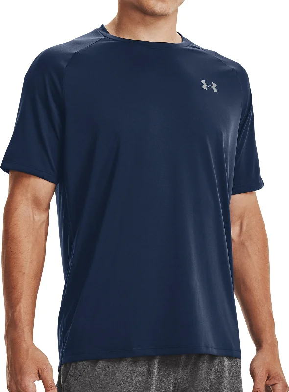 Men’s short-sleeve flux shirts-Under Armour Tech 2.0 Short Sleeve Mens Training Top - Navy