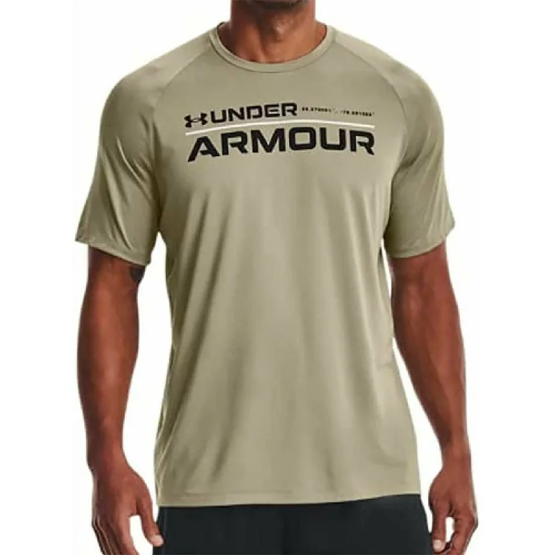 Men’s short-sleeve orbit tops-Under Armour Tech 2.0 Wordmark Short Sleeve Mens Training Top - Grey