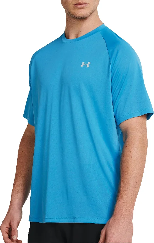 Men’s short-sleeve jolt tops-Under Armour Tech Reflective Short Sleeve Mens Running Top - Blue