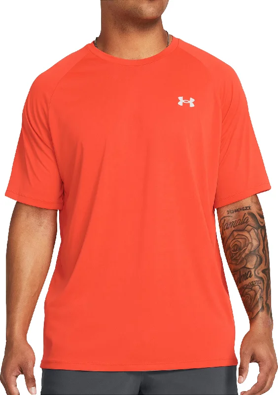 Men’s short-sleeve mire shirts-Under Armour Tech Reflective Short Sleeve Mens Running Top - Orange