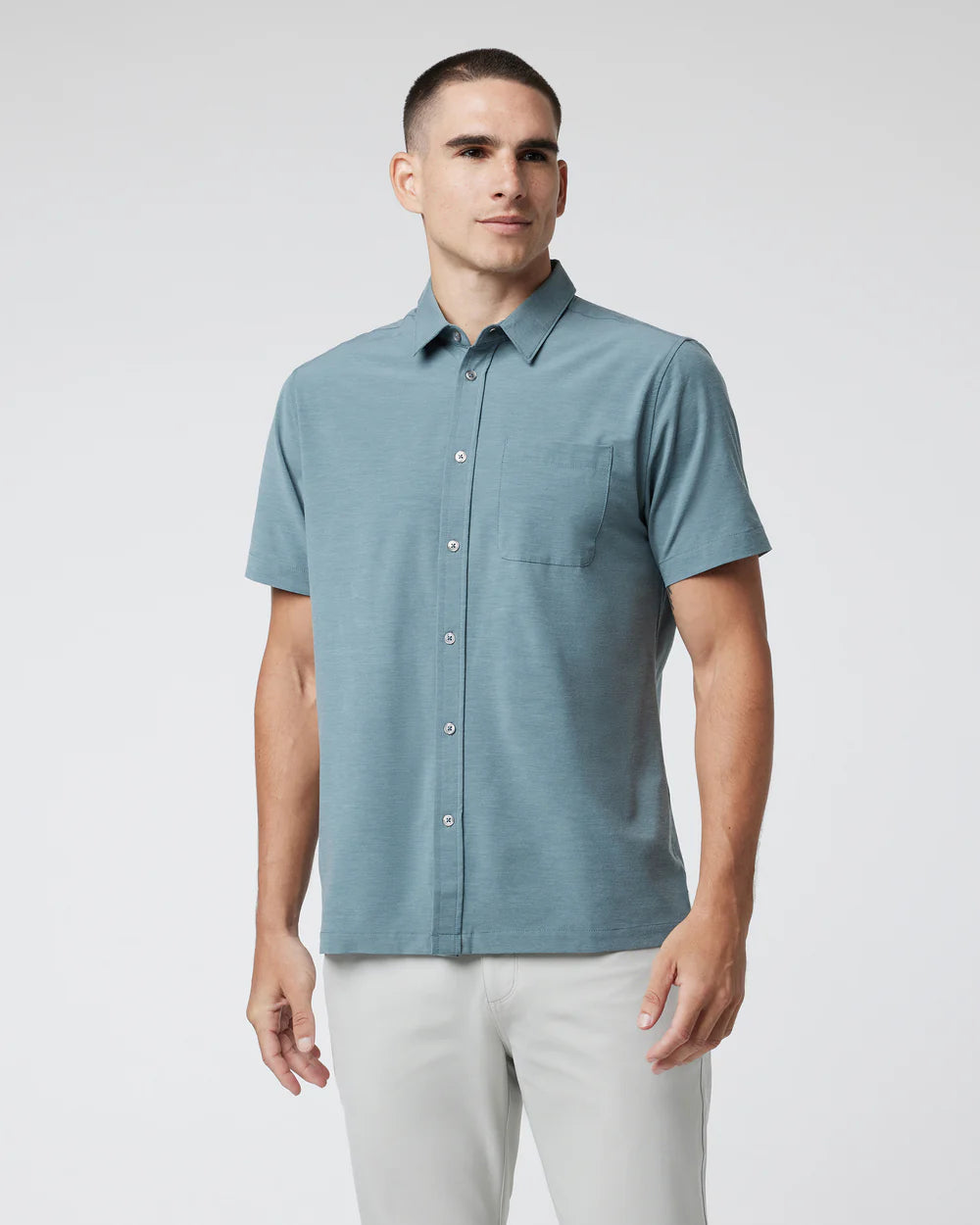 Men’s short-sleeve raw edge tops-Short Sleeve Bridge Button Down (Men's)