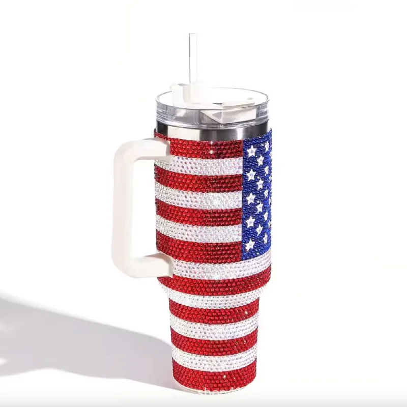 Men’s short-sleeve fizz polos-40oz Flag Rhinestone Tumbler