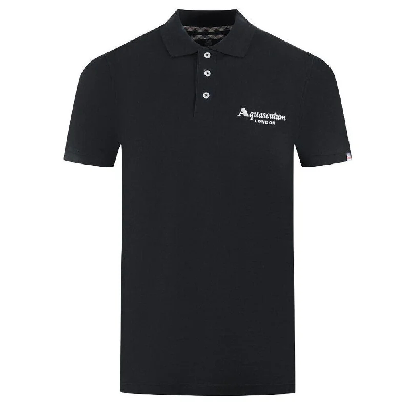 Men’s short-sleeve artisan tops-Aquascutum Elegant Contrast Logo Cotton Polo Men's Shirt