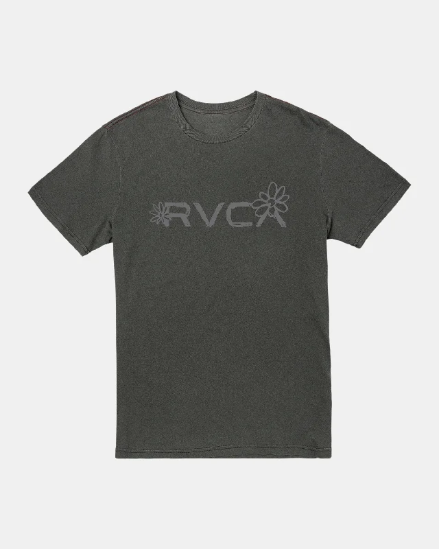 Men’s short-sleeve yoga shirts-Big RVCA Bloom Tee - Pirate Black