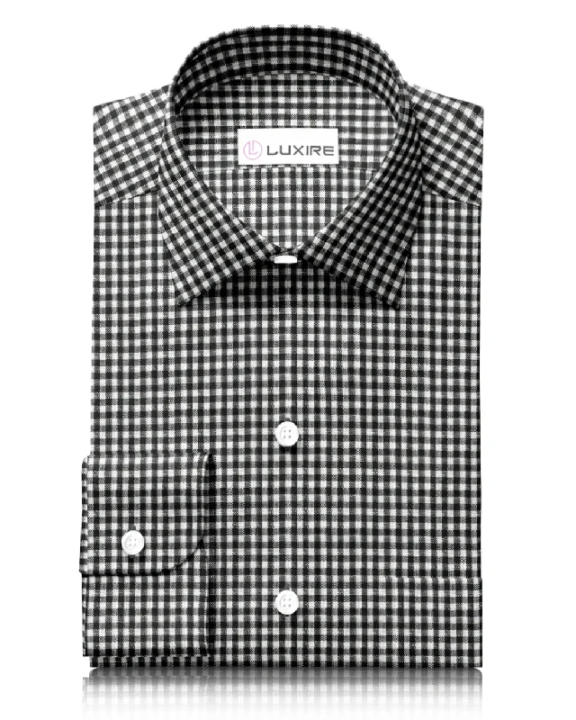 Men's bold kaleidoscope shirts-Black White Gingham Linen