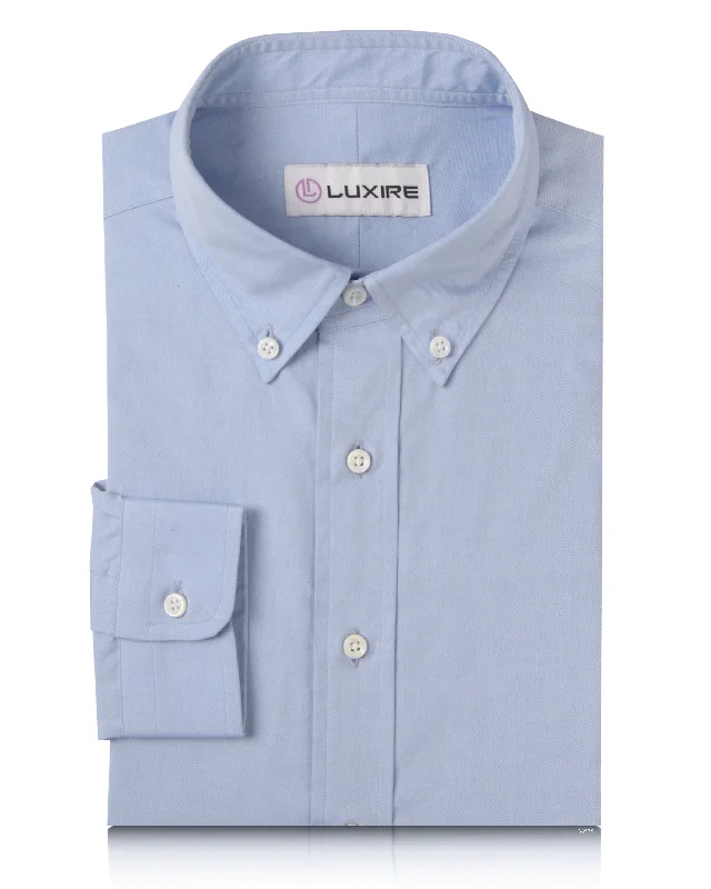 Men's sleek polyester shirts-Blue Pinpoint Oxford