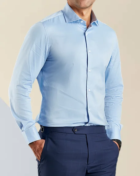 Men's soft muslin shirts-Blue Twill Shirt