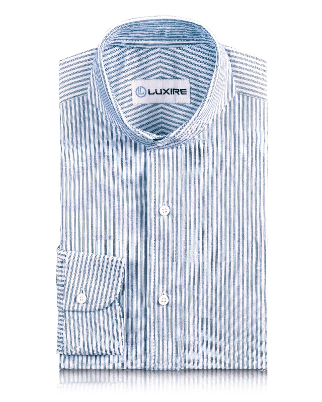 Men's soft drill shirts-Blue University Stripes Oxford Shirt