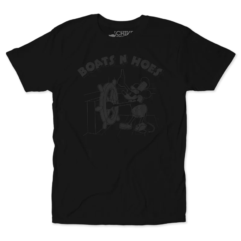 Men’s short-sleeve orbit tops-Boats N Hoes Blackout Tee