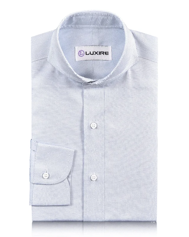 Men's bold grid shirts-Brembana Pinpoint Oxford Sky Blue Shirt