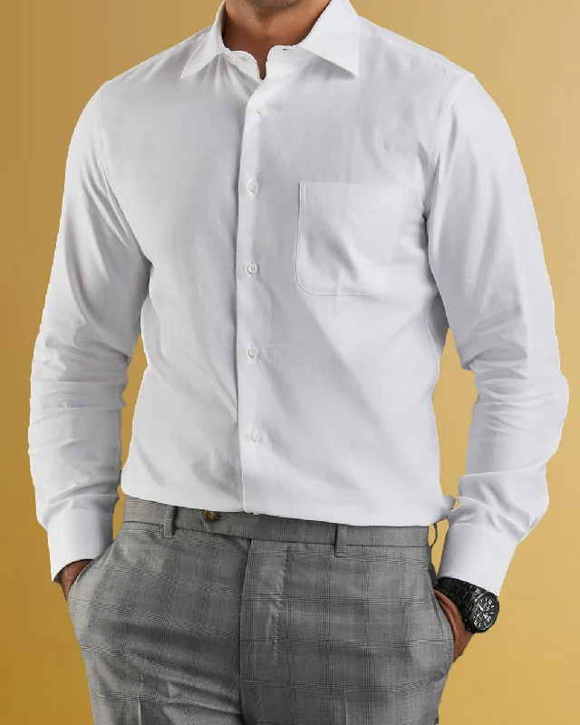 Men's elegant darted shirts-Brembana 2-Ply Giza White Hampton Twill Shirt