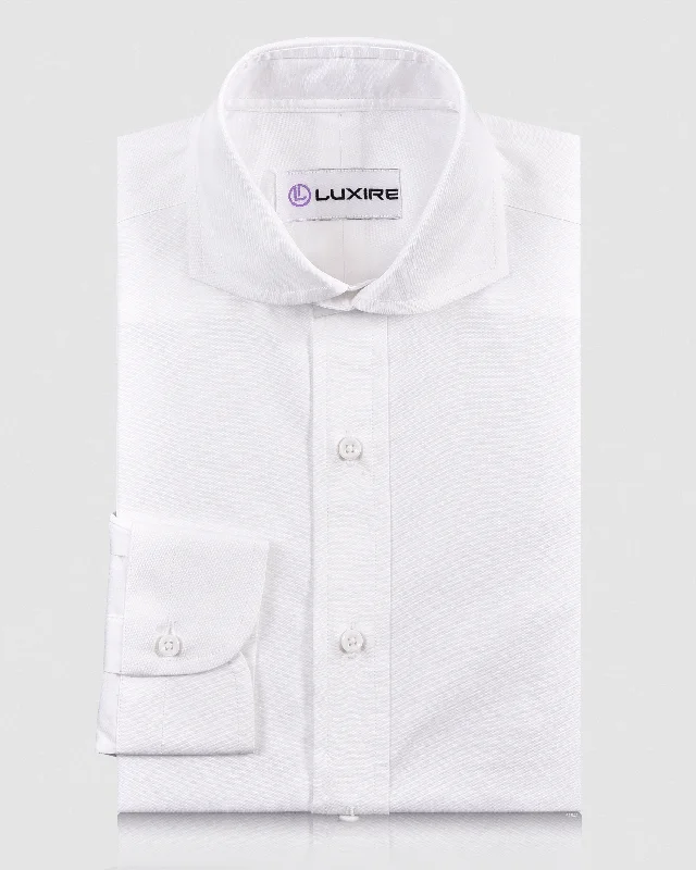 Men's stylish drawstring shirts-Brembana 2-Ply Giza White Pinpoint Oxford Shirt