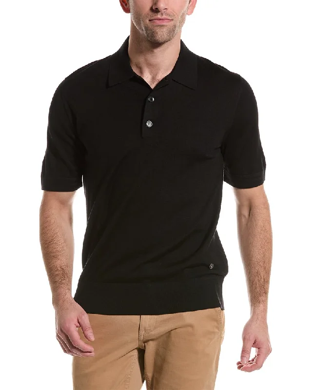 Men’s short-sleeve cargo tees-Burberry Wool & Silk-Blend Polo Shirt