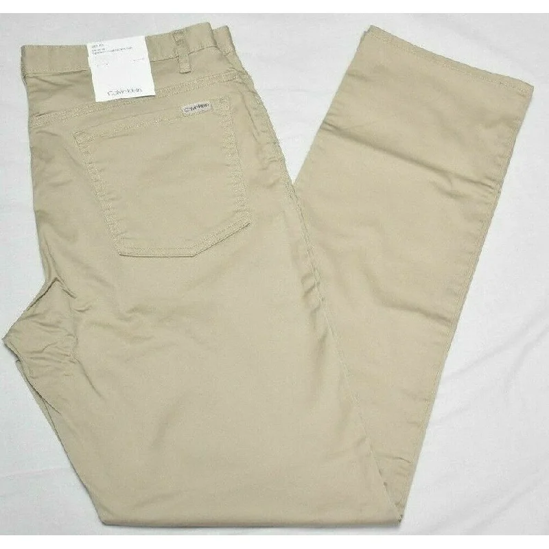 Men's draped dhoti pants-Calvin Klein Men's Classic Slim-Fit Pants Beigie Size 32X32