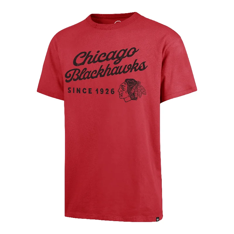 Men’s short-sleeve optic shirts-CHICAGO BLACKHAWKS DUSTED CARRICK '47 RIVER TEE