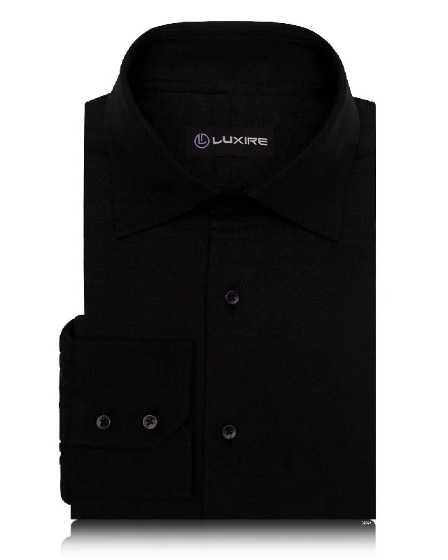 Men's trendy balloon-sleeve shirts-Classic Black Oxford