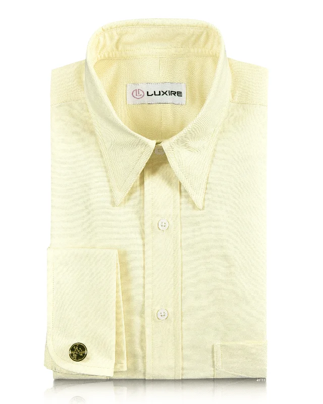 Men's stylish guayabera shirts-Classic Light Yellow Oxford Shirt