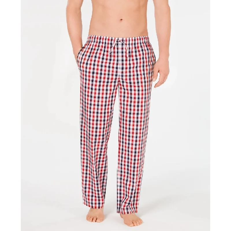 Men's balanced medium wash pants-Club Room Men's Cotton Gingham Pajama Pants Red Size X-Large